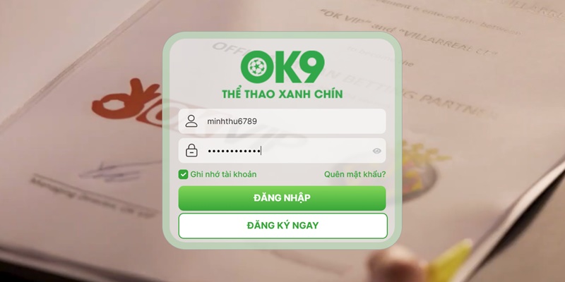 Người chơi chỉ có thể tạo lệnh nạp tiền OK9 nếu sở hữu tài khoản hợp lệ